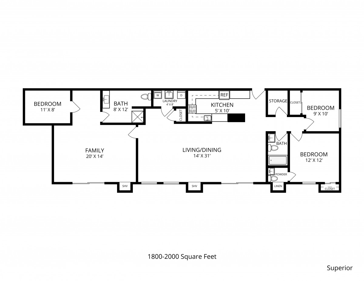 A detailed floor plan showcasing the layout of a residential space with various rooms labeled, including bedrooms and living areas.