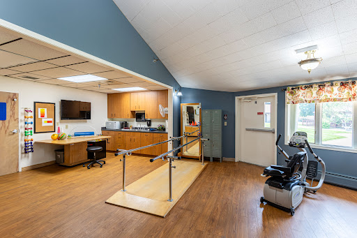 A well-equipped physical therapy room designed for rehabilitation activities.