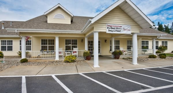 The exterior of a preschool and daycare center with a welcoming entrance.
