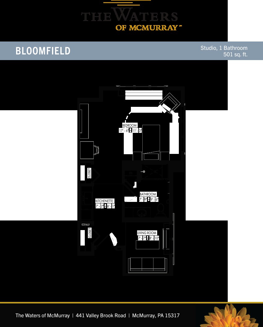 Floor plan of a building labeled 'Bloomfield'.