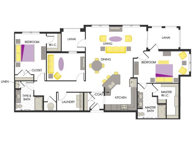 A detailed floor plan showcasing the arrangement of rooms in a house.