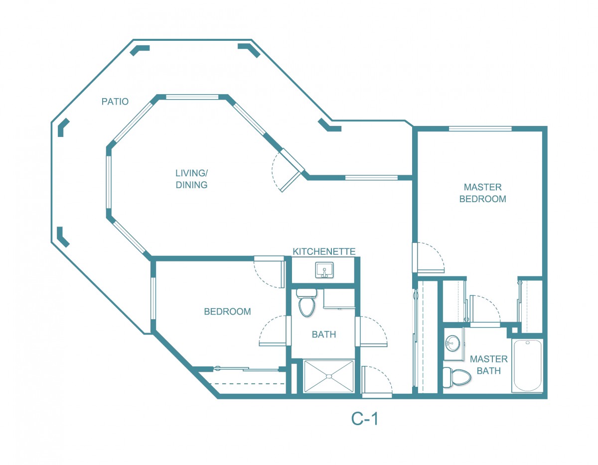 A floor plan layout showing rooms and their arrangement in a residential unit.