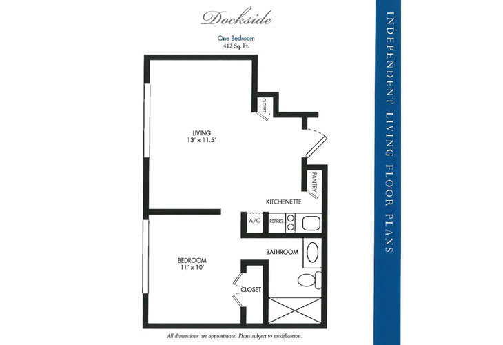 Dunbar floor plan featuring one bedroom and a bathroom.