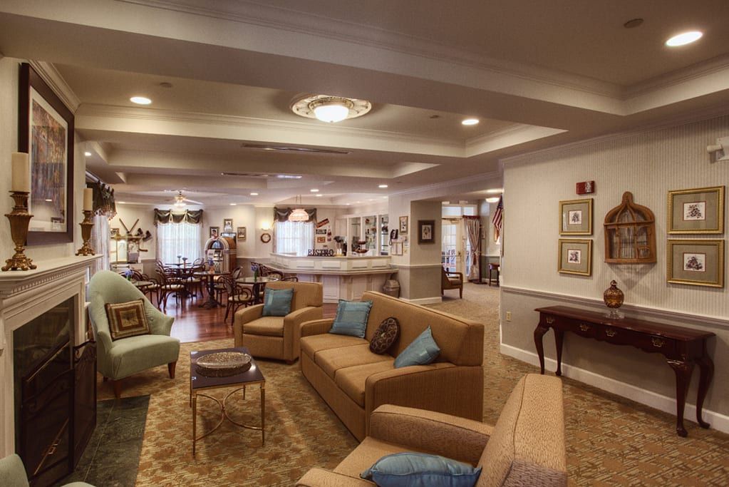 A spacious living room with comfortable seating and stylish decor.