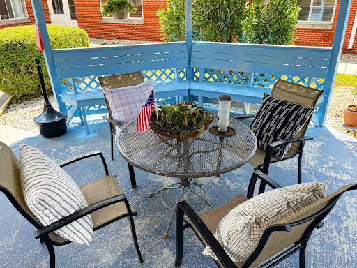 A cozy outdoor seating area perfect for relaxation.