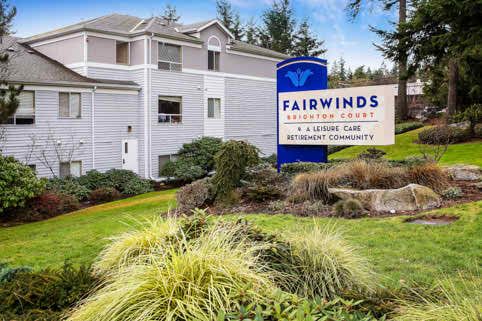 Entrance and sign of Fairwinds Redmond Retirement Community