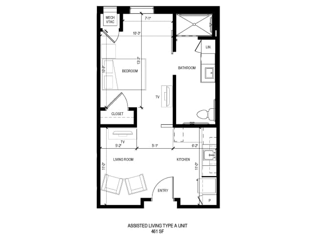 A detailed floor plan of a modern apartment layout.