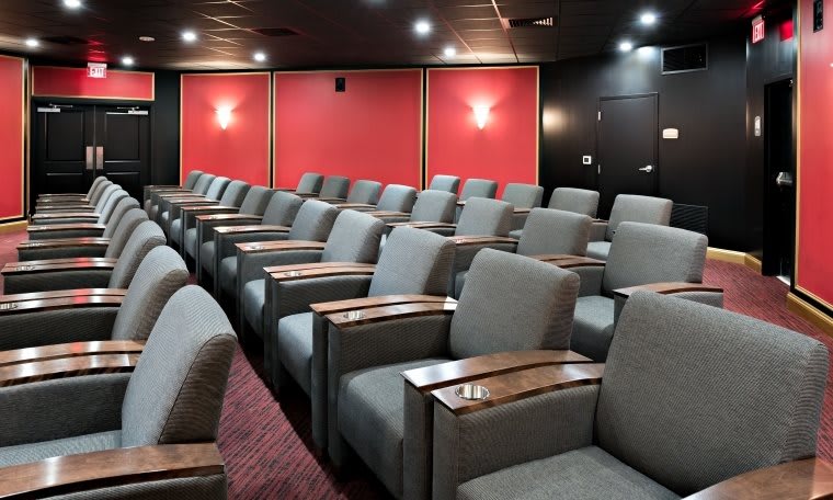 A modern cinema with comfortable seating and a stylish interior.