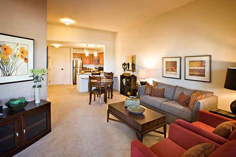 A cozy living room featuring comfortable furniture and stylish decor.