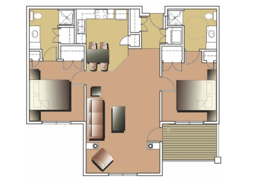 A detailed floor plan showcasing a residential layout with multiple rooms and living spaces.