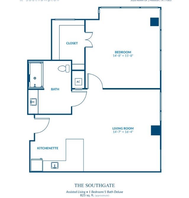 Blueprint of an apartment layout showing various rooms and spaces.