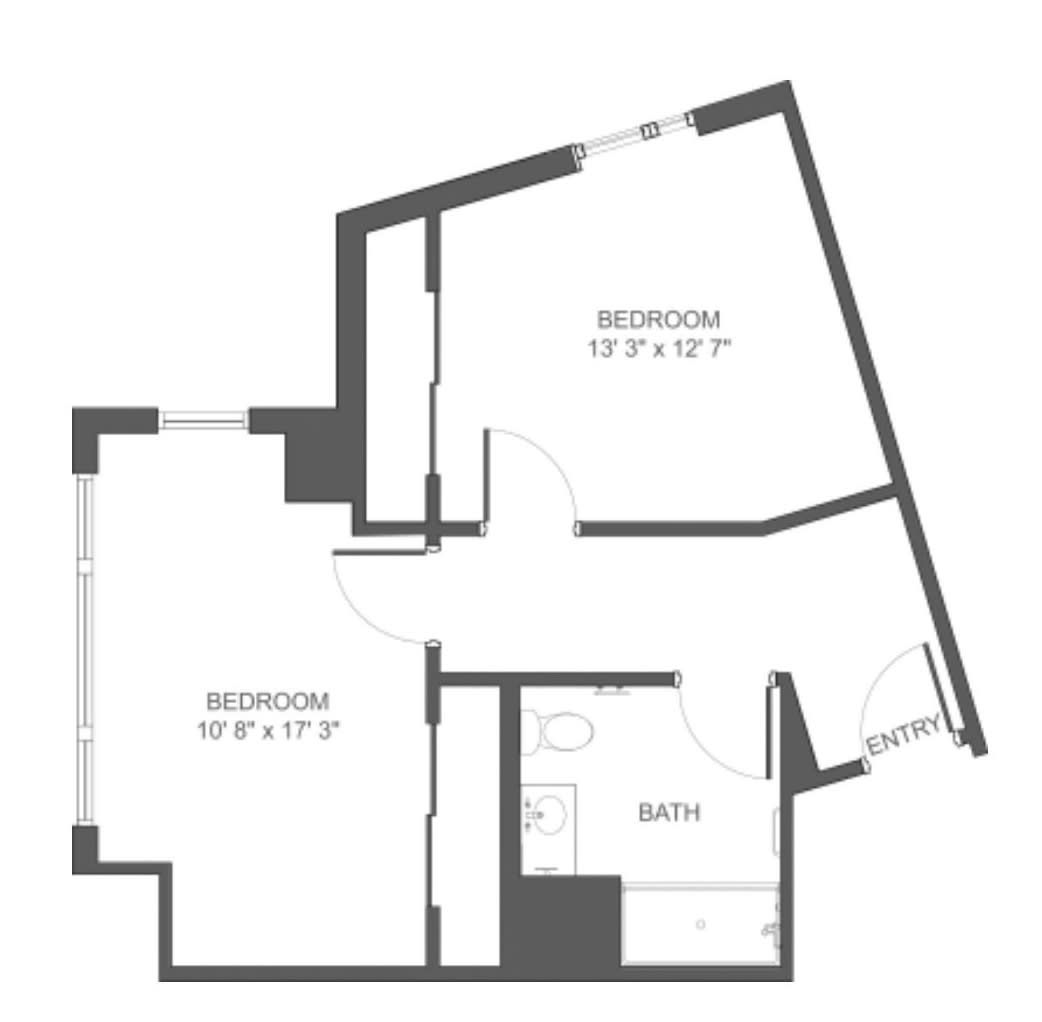 A floor plan depicting the layout of an apartment with labeled rooms.