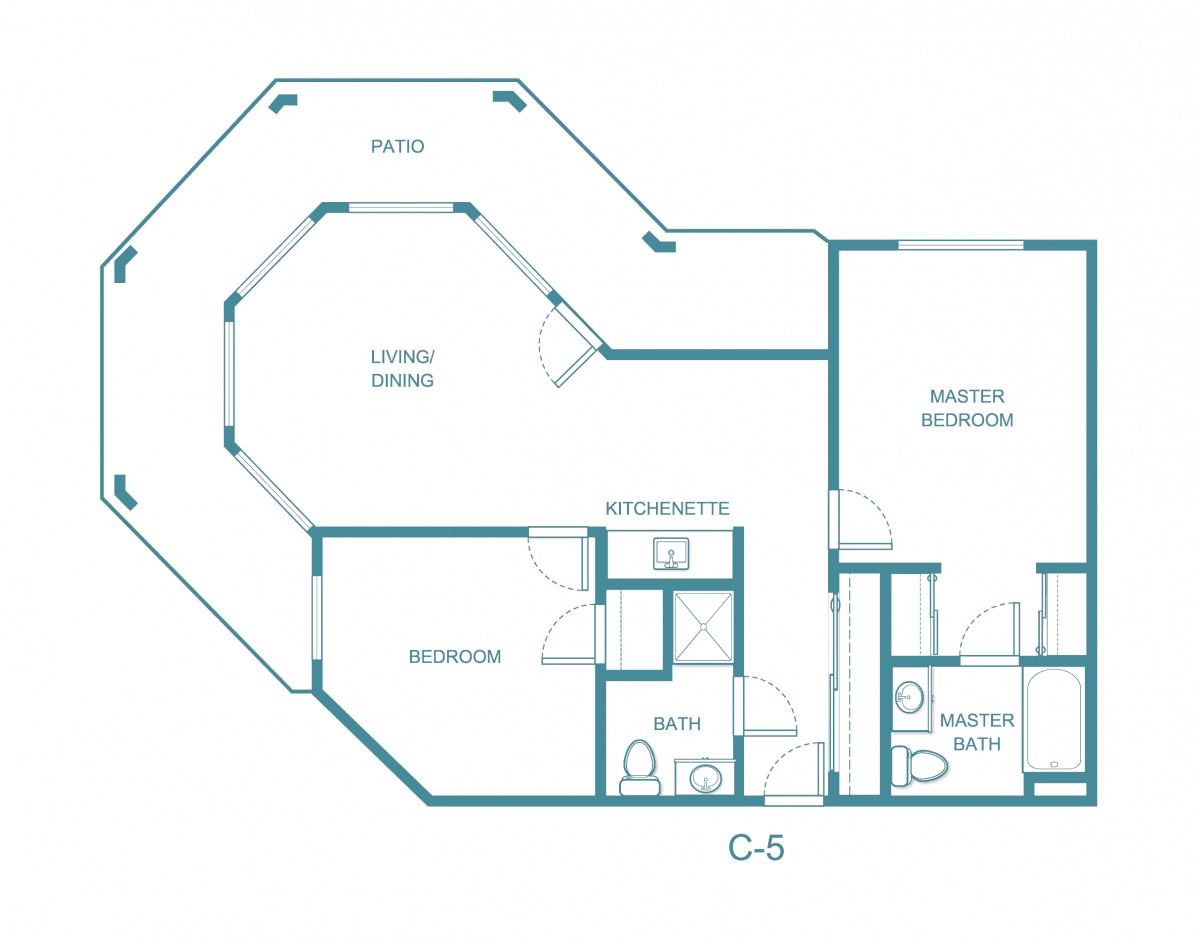 A detailed floor plan showcasing the layout of a living space, including rooms and bathrooms.