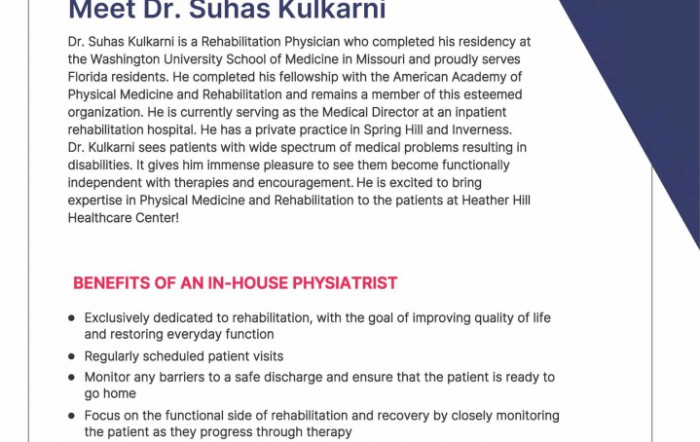 Introduction to Dr. Suhas Kulkarni, a rehabilitation physiatrist and Medical Director.