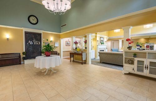 A welcoming lobby with elegant decor and comfortable seating.