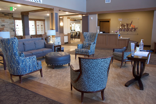 A stylish and modern lobby area featuring comfortable seating arrangements.