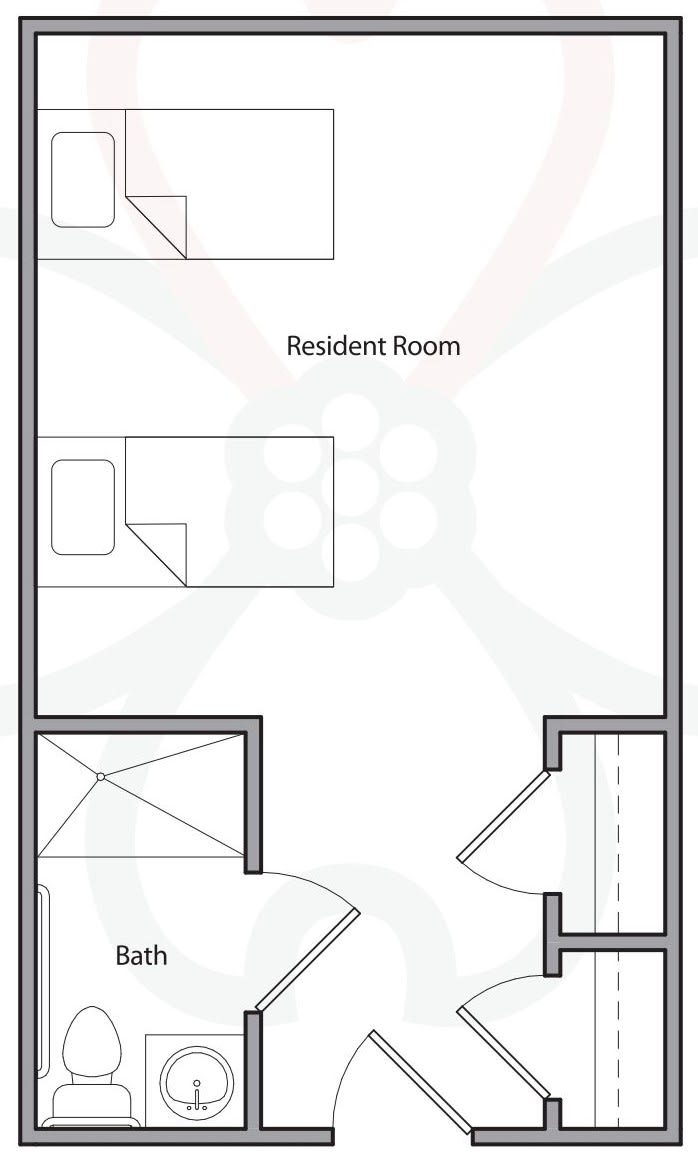 A basic floor plan of a residential room.