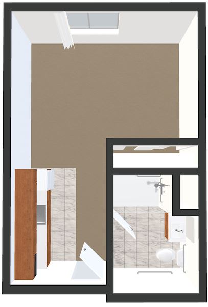 A detailed floor plan showcasing a room layout with various architectural elements.