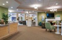 A modern lobby with comfortable seating and a welcoming atmosphere.