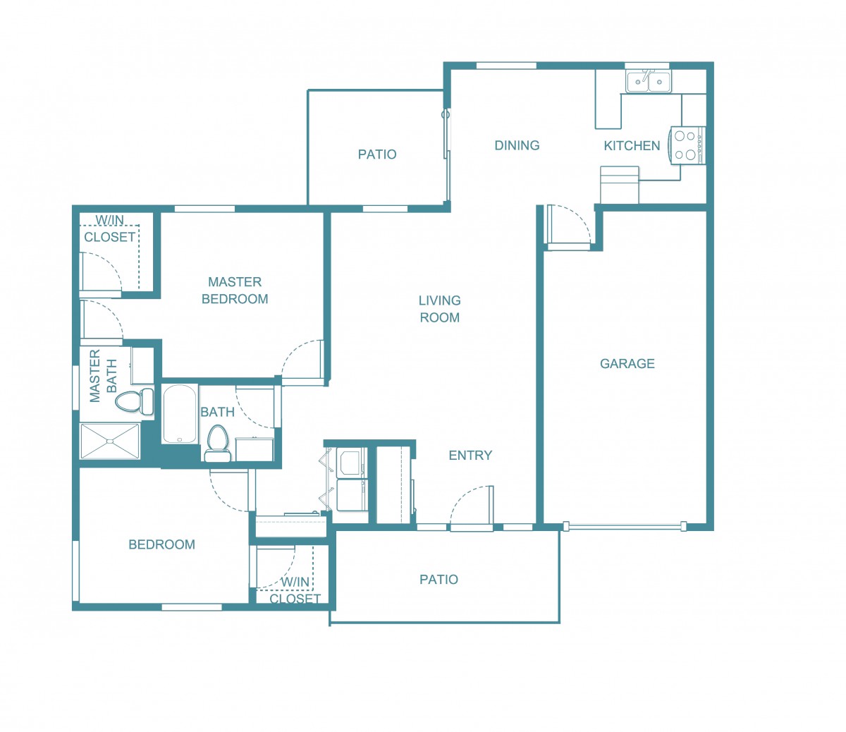 An architectural floor plan showing the layout of a house, including labeled rooms and spaces.