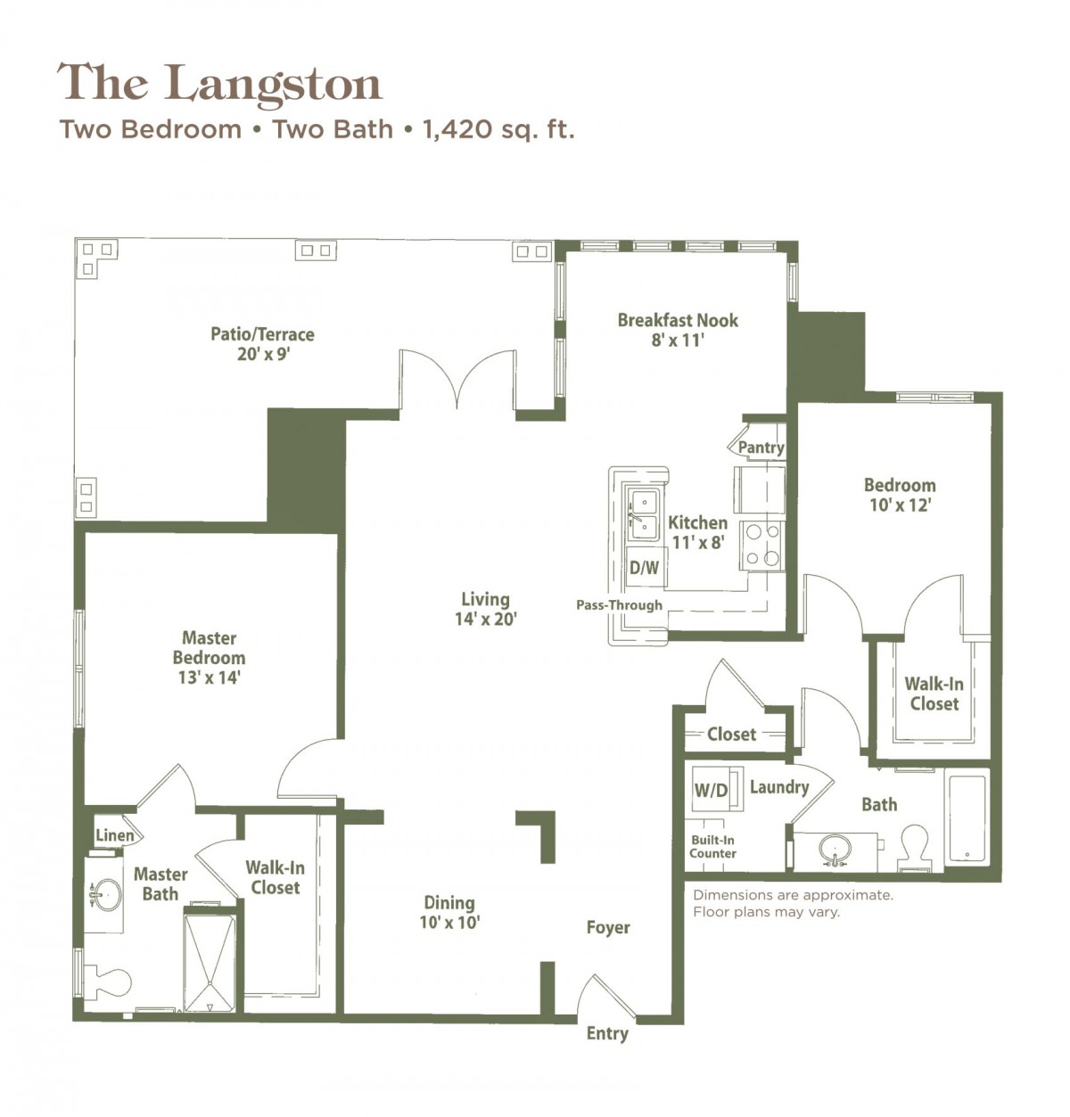 The Lampton floor plan with three bedrooms and two bathrooms.