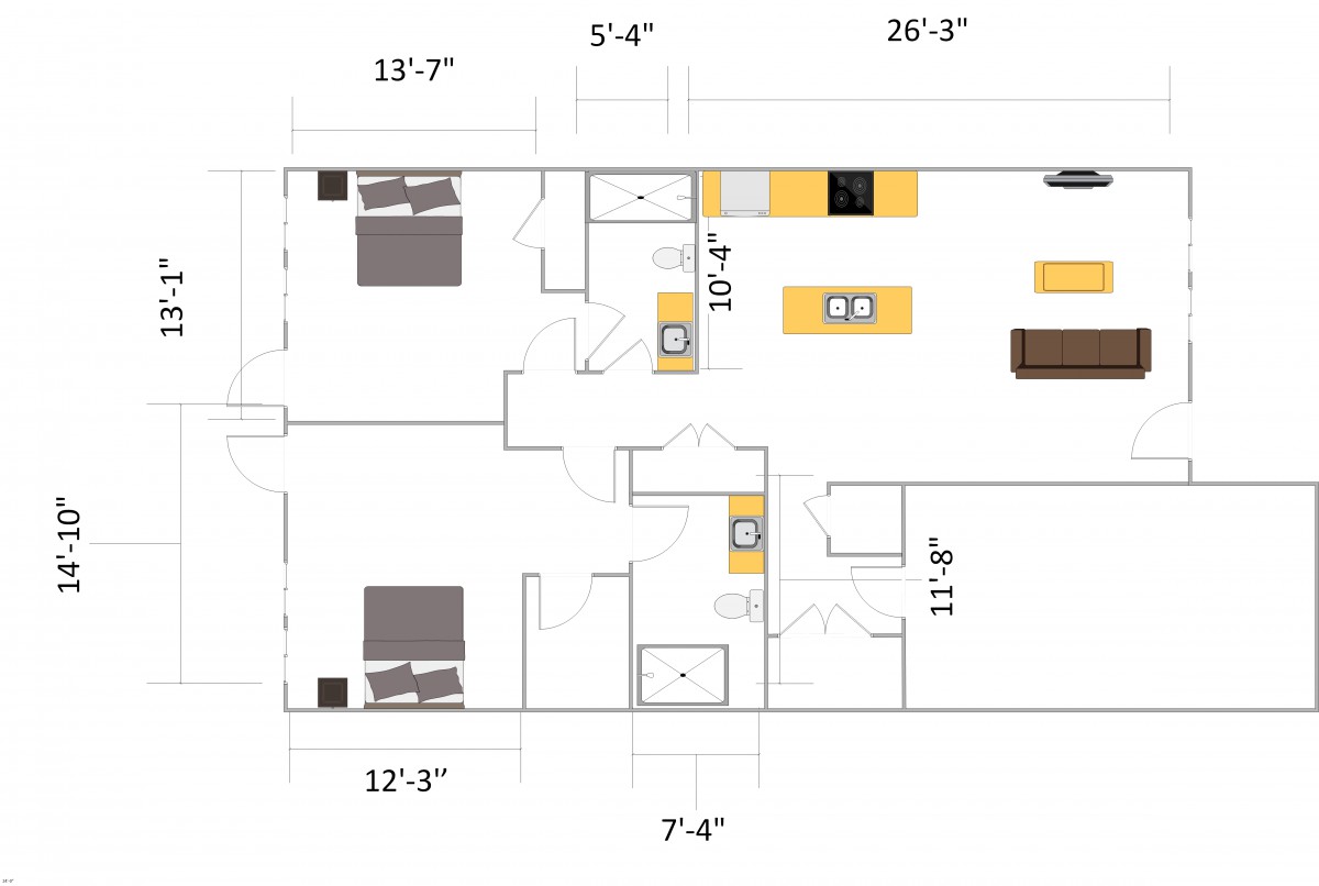 A detailed floor plan showing the layout of a residential space.