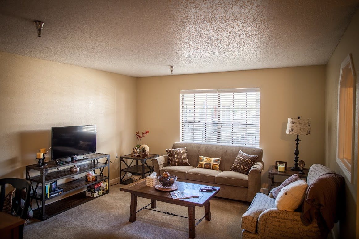 Cozy living room with a comfortable sofa and modern decor.
