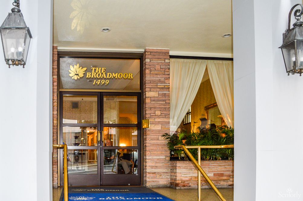 Entrance to a restaurant with signage and decorative elements.