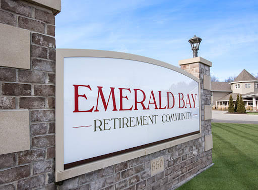 Entrance sign for Emerald Bay Retirement Community