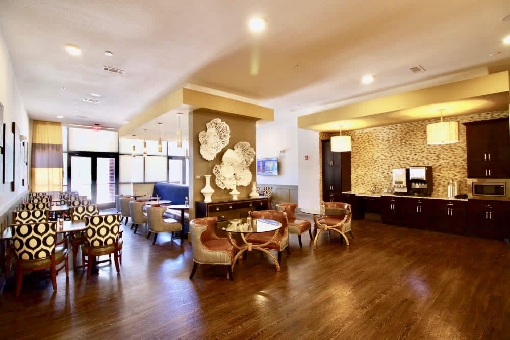 A modern lobby area with stylish seating and decorative elements.