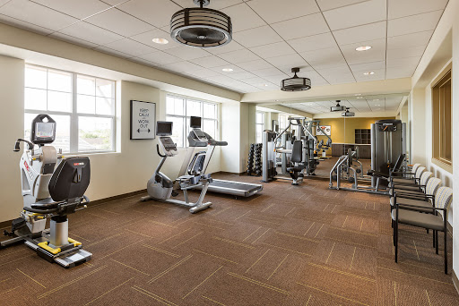 A modern gym equipped with various exercise machines and a spacious layout.