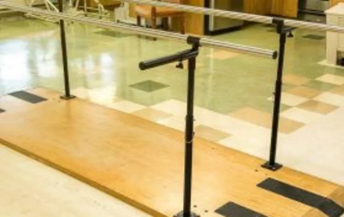 Parallel bars used for physical therapy and rehabilitation.