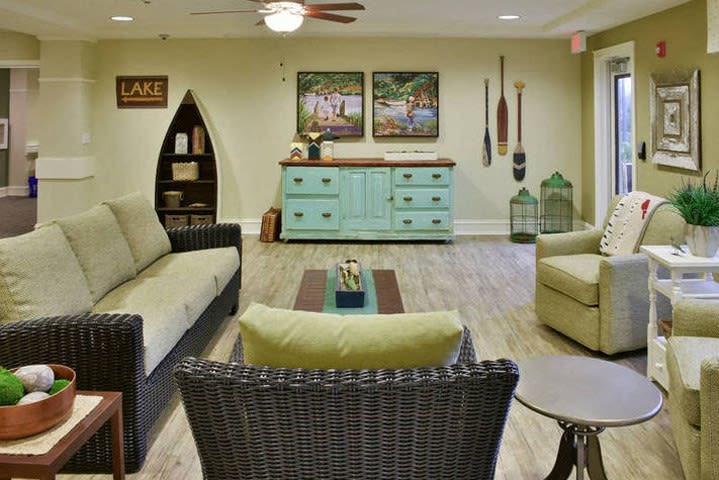 A cozy living room with comfortable seating and stylish decor.