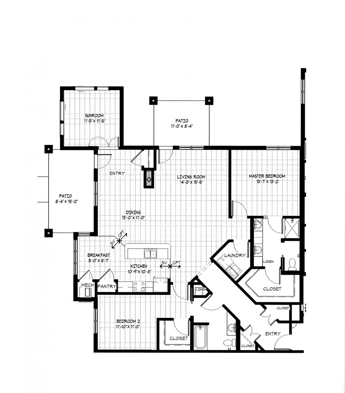 A detailed floor plan of a residential house, showcasing the arrangement of rooms and spaces.