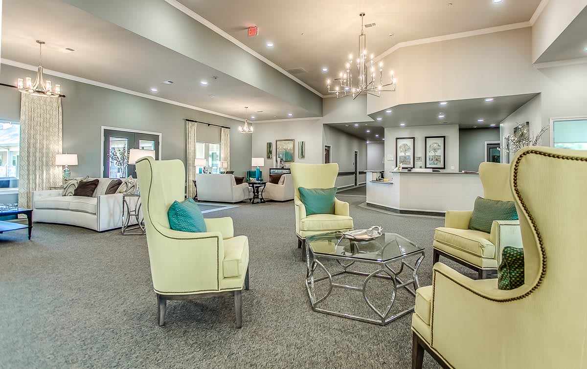 A modern lobby with stylish seating and elegant lighting.