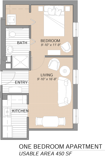 Floor plan showing a layout with a living room and bedroom.