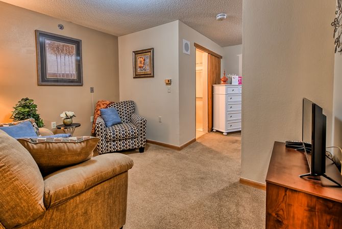 Cozy living room with comfortable seating and stylish decor.