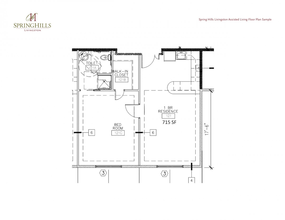 A detailed floor plan of an apartment layout with designated rooms and measurements.