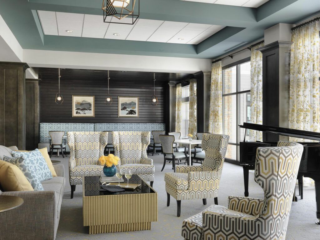 A modern living room with stylish furniture and elegant decor.