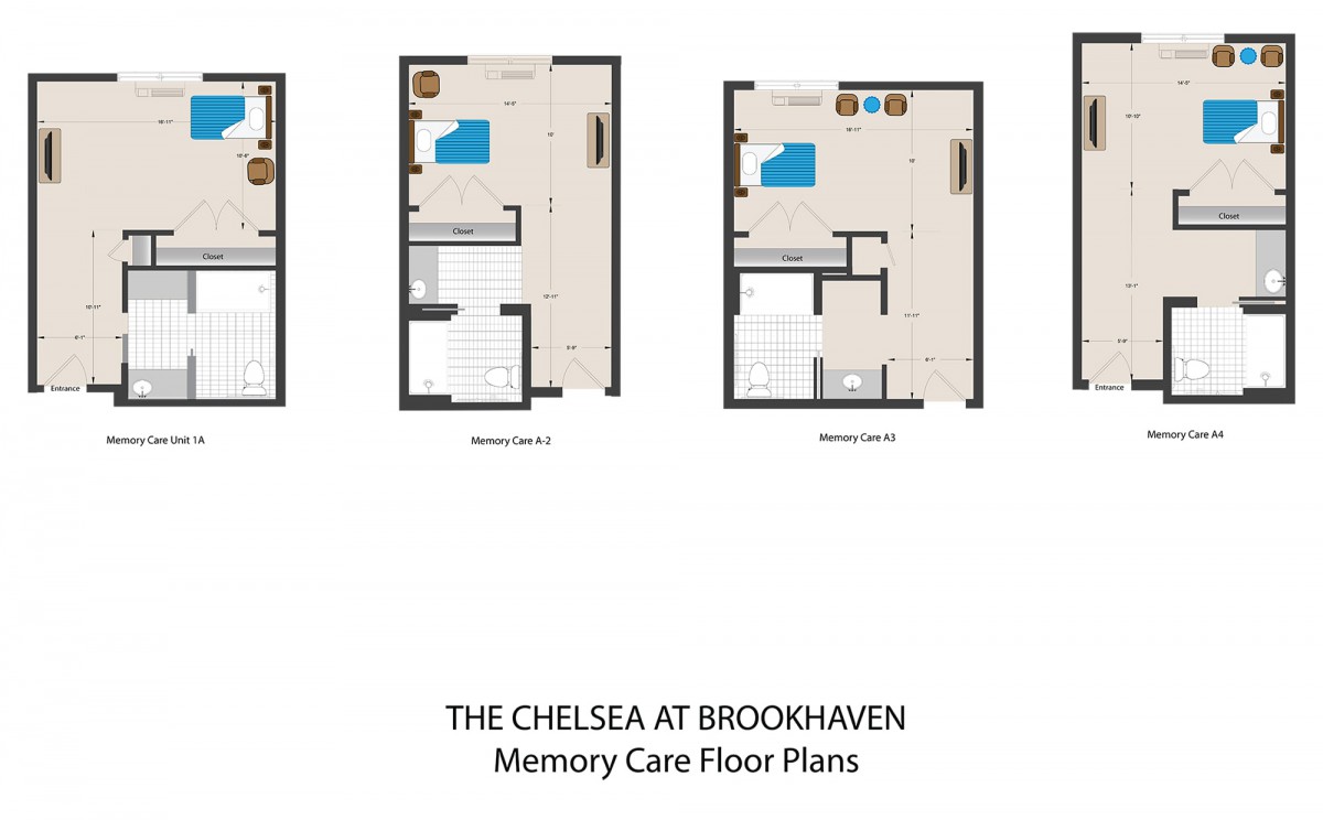 Memory care floor plans for The Chelsea at Brookhaven.
