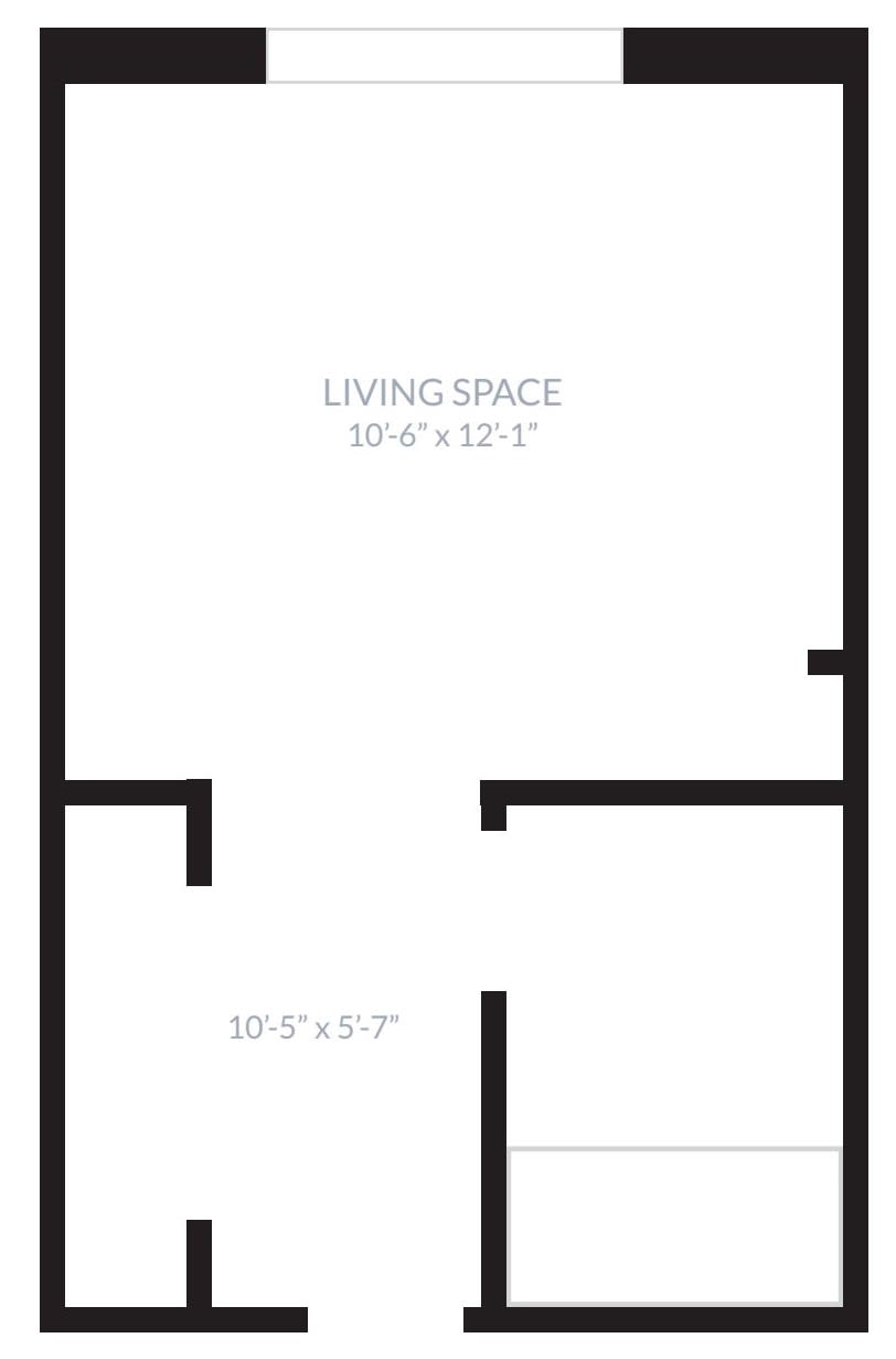 Simple floor plan with labeled living space and dimensions.