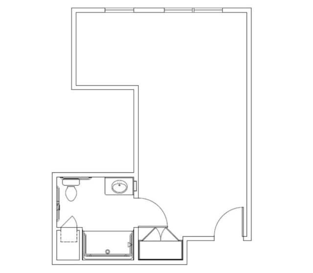 A simple architectural floor plan layout showing a basic room design.