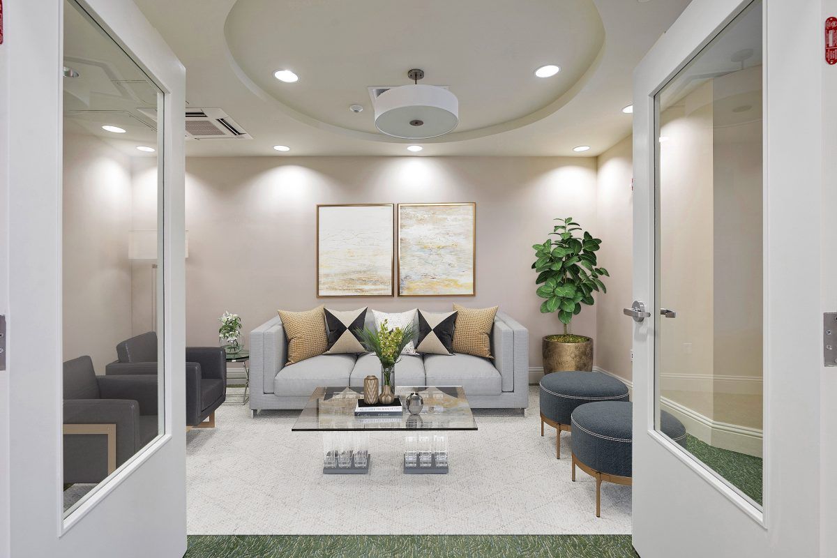 A modern living room with stylish furniture and elegant decor.