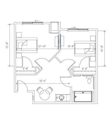 A detailed floor plan of an apartment showing room layouts and measurements.