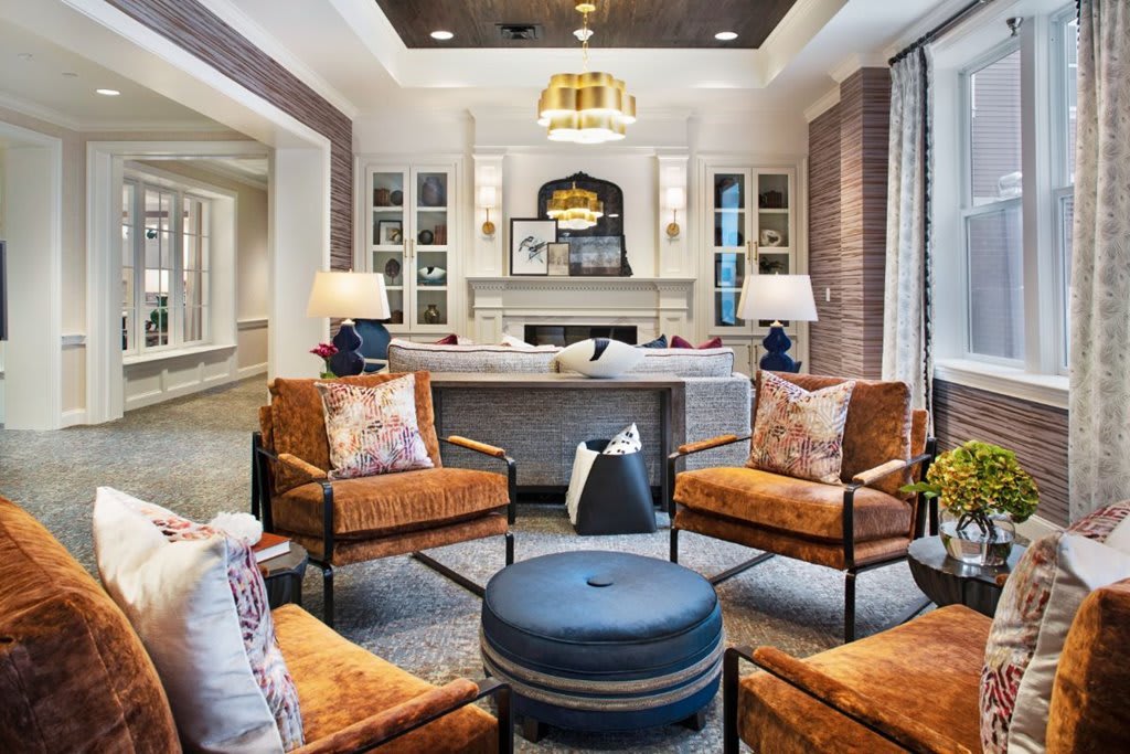 A stylish and cozy living room with modern furniture and elegant decor.