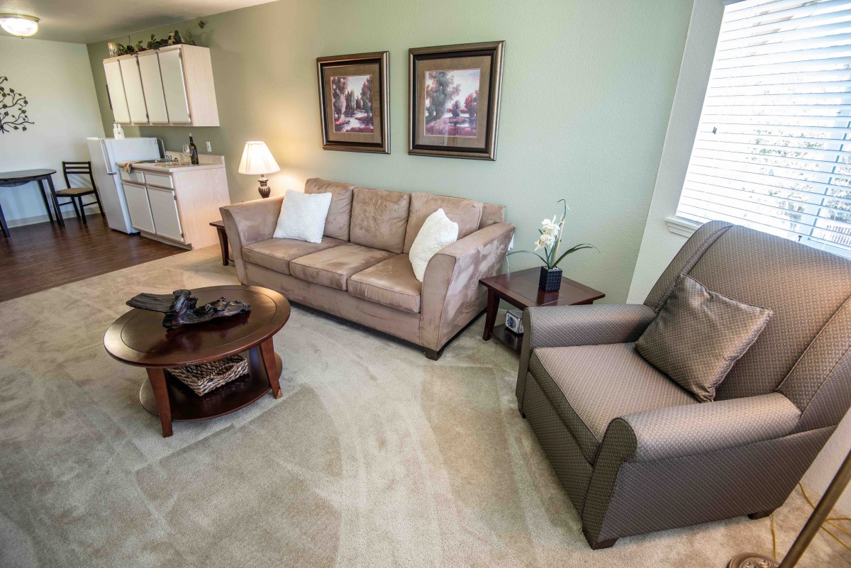 Cozy living room with comfortable seating and elegant decor.
