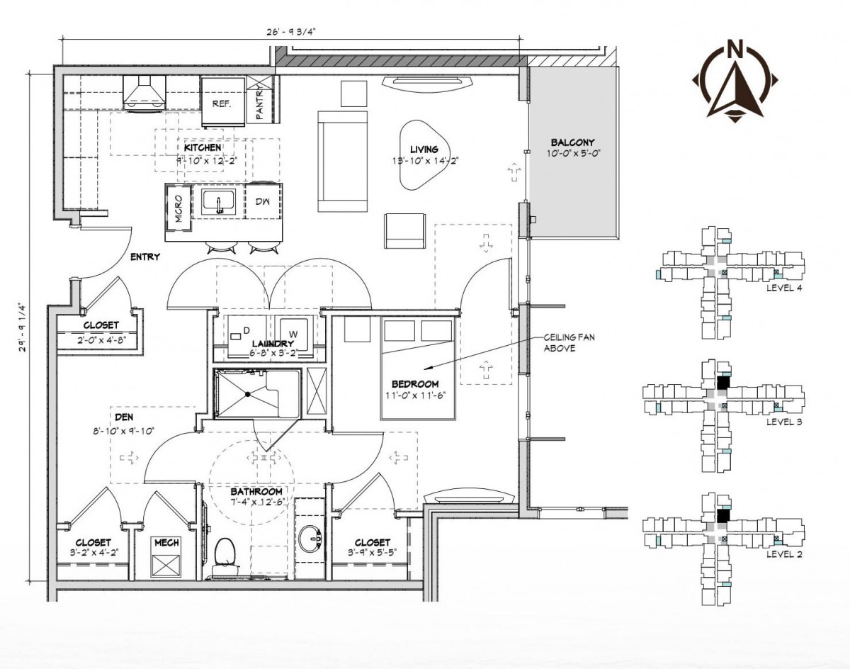 This image depicts a detailed floor plan of a residential space, showcasing the layout of rooms and architectural features.