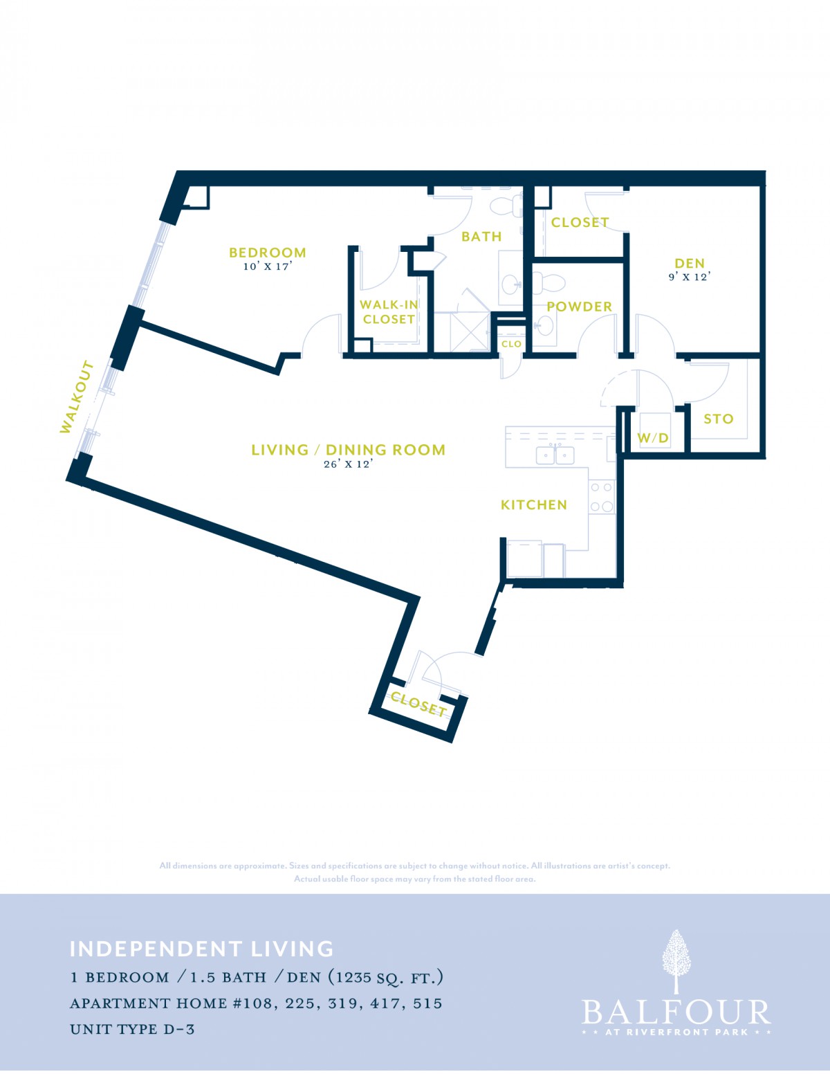 A floor plan illustrating the layout of a residential space with designated areas for rooms and common spaces.