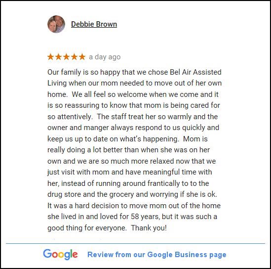 A positive Google business review highlighting excellent customer service.