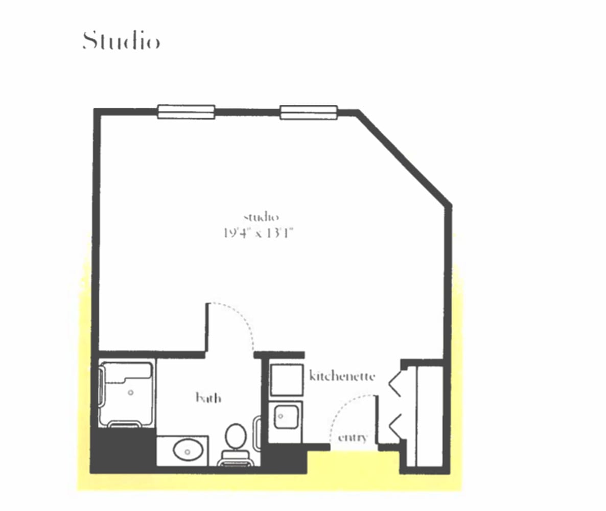 Studio apartment floor plan layout